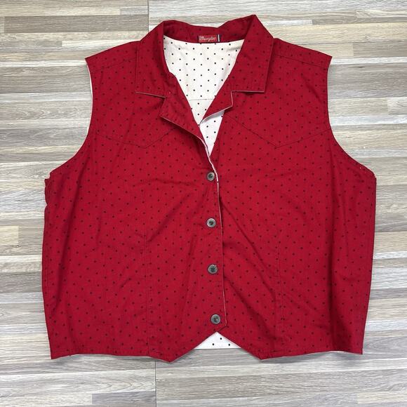 Vintage Wrangler Women’s Reversible Vest Red White Stars Fourth July Sz M - M197 - Picture 1 of 16
